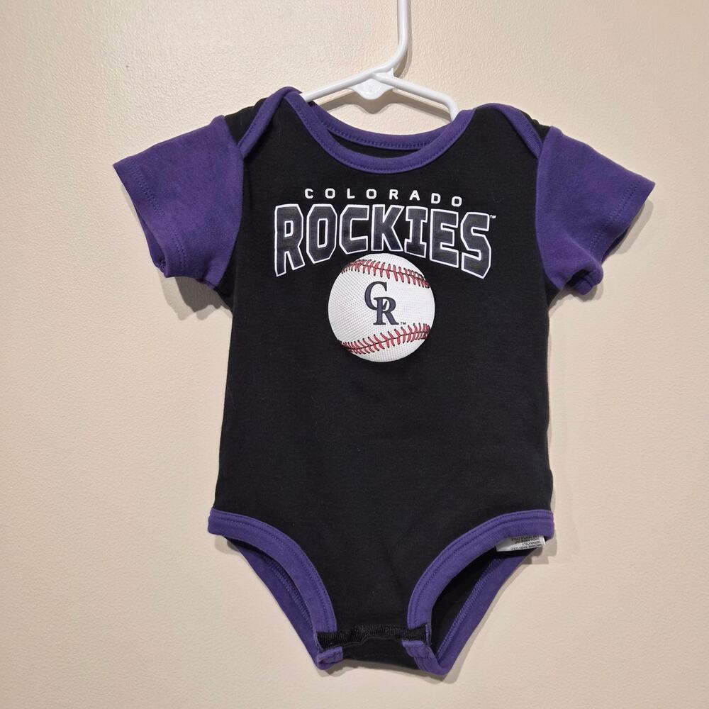 Colorado Rockies MLB 18 Month Onesie Bodysuit Short Sleeve Black and Purple